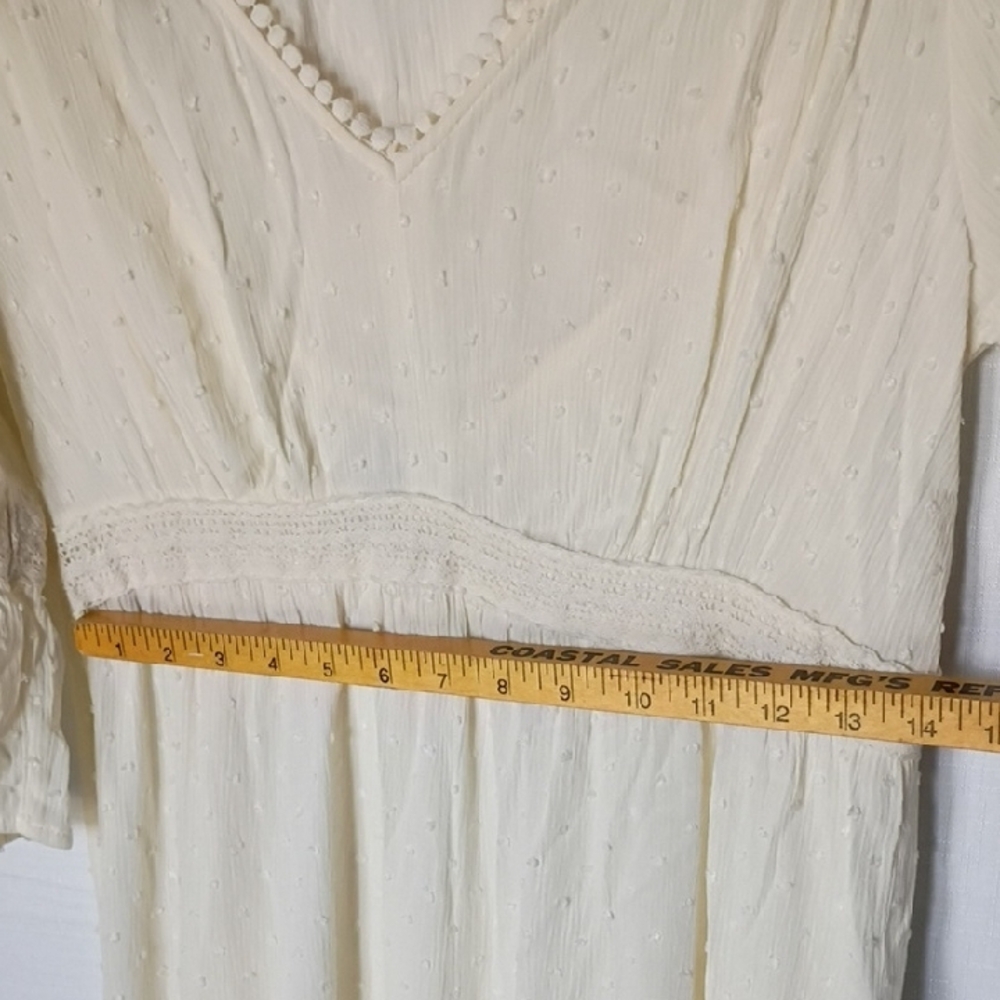 Knox Rose Women's Boho Cream Swiss Dot Maxi Dress Size S - Picture 13 of 15
